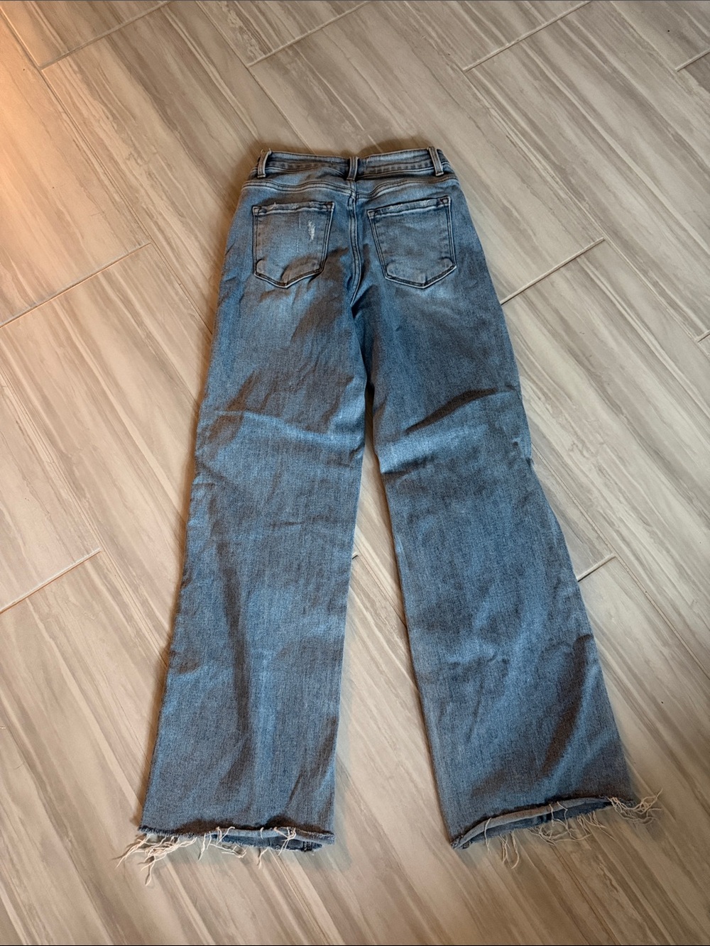 Flying Monkey Wide Leg Distressed Jeans - Light Blue - Picture 2 of 4